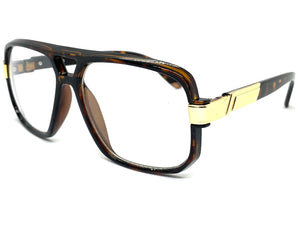 Classic Vintage Retro Hip Hop Rapper Style Clear Lens EYEGLASSES Square Tortoise Frame 9763