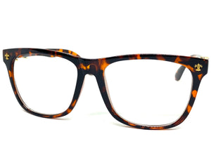 Classic Vintage Retro Style Clear Lens EYEGLASSES Tortoise Frame Gold Cross 1368