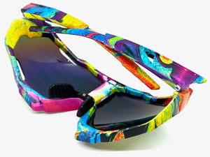 Oversized Retro Sporty Wrap Around Style SUNGLASSES Large Graffiti Frame 5303