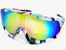 Oversized Retro Sporty Wrap Around Style SUNGLASSES Large Graffiti Frame 5303