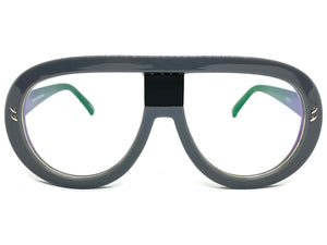 Oversized Vintage Retro Style Clear Lens EYEGLASSES Large Gray Frame 7308