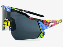 Oversized Retro Sporty Wrap Around Style SUNGLASSES Large Graffiti Frame 80384