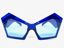 Oversized Vintage Retro Cat Eye Style SUNGLASSES Large Blue Frame E1877