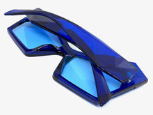 Oversized Vintage Retro Cat Eye Style SUNGLASSES Large Blue Frame E1877