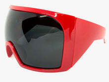 Oversized Wrap Around Futuristic Modern Shield Style SUNGLASSES Huge Red Frame 2152