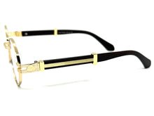 Classic Retro Luxury Designer Hip Hop Style Clear Lens EYEGLASSES Oval Gold Frame - Faux Wooden Arms 27723