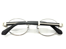 Classic Retro Luxury Designer Hip Hop Style Clear Lens EYEGLASSES Oval Silver Frame - Faux Wooden Arms 27723