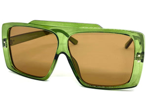 Classic Vintage Retro Style SUNGLASSES Large Green Frame 80504