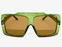 Classic Vintage Retro Style SUNGLASSES Large Green Frame 80504