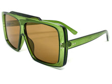 Classic Vintage Retro Style SUNGLASSES Large Green Frame 80504