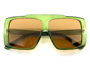 Classic Vintage Retro Style SUNGLASSES Large Green Frame 80504