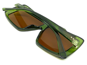 Classic Vintage Retro Style SUNGLASSES Large Green Frame 80504