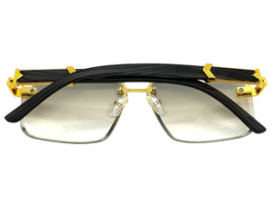 Men's Classy Elegant Luxury Designer Hip Hop Style SUNGLASSES Gold & Wooden Frame 7537