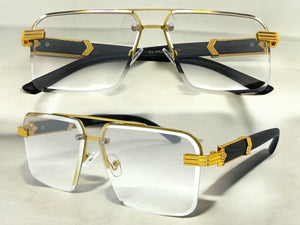Men's Classy Elegant Luxury Designer Hip Hop Style SUNGLASSES Gold & Wooden Frame 7537