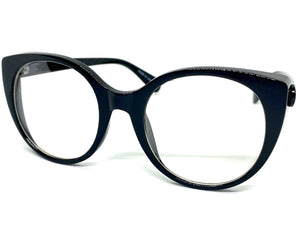 Classic Vintage Retro Cat Eye Style Clear Lens EYEGLASSES Large Black Frame E2081