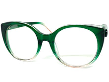 Classic Vintage Retro Cat Eye Style Clear Lens EYEGLASSES Large Green Frame E2081