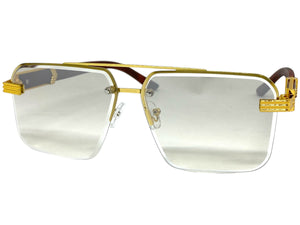 Men's Classy Elegant Luxury Designer Hip Hop Style SUNGLASSES Gold & Wooden Frame 7537
