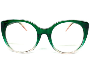 Classic Vintage Retro Cat Eye Style Clear Lens EYEGLASSES Large Green Frame E2081