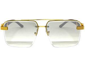 Men's Classy Elegant Luxury Designer Hip Hop Style SUNGLASSES Gold & Wooden Frame 7537