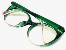 Classic Vintage Retro Cat Eye Style Clear Lens EYEGLASSES Large Green Frame E2081