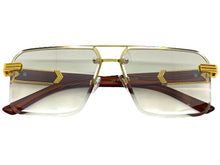 Men's Classy Elegant Luxury Designer Hip Hop Style SUNGLASSES Gold & Wooden Frame 7537