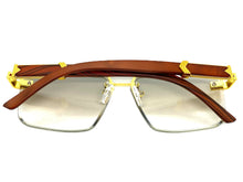 Men's Classy Elegant Luxury Designer Hip Hop Style SUNGLASSES Gold & Wooden Frame 7537