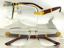 Men's Classy Elegant Luxury Designer Hip Hop Style SUNGLASSES Gold & Wooden Frame 7537