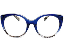 Classic Vintage Retro Cat Eye Style Clear Lens EYEGLASSES Large Blue Frame E2081