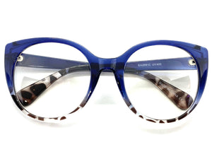 Classic Vintage Retro Cat Eye Style Clear Lens EYEGLASSES Large Blue Frame E2081