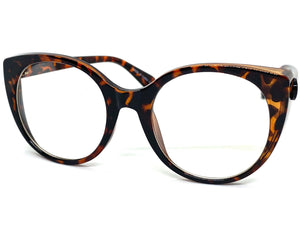 Classic Vintage Retro Cat Eye Style Clear Lens EYEGLASSES Large Tortoise Frame E2081