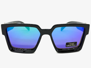 Classic Hardcore Biker Gangster Style LOCS SUNGLASSES Black Frame - Green Lens 91209