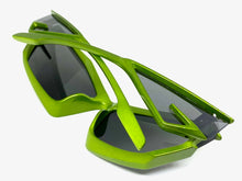 Oversized Modern Futuristic Sporty Wrap SUNGLASSES Large Green Frame P0028