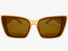 Classy Elegant Vintage Retro Cat Eye Style SUNGLASSES Large Caramel Frame 5263