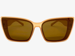 Classy Elegant Vintage Retro Cat Eye Style SUNGLASSES Large Caramel Frame 5263