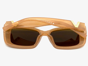 Classy Elegant Vintage Retro Cat Eye Style SUNGLASSES Large Caramel Frame 5263