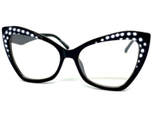Classic Vintage Retro Cat Eye Style Clear Lens EYEGLASSES Funky Black Frame E2131