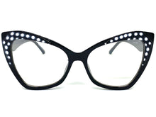 Classic Vintage Retro Cat Eye Style Clear Lens EYEGLASSES Funky Black Frame E2131