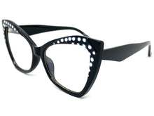 Classic Vintage Retro Cat Eye Style Clear Lens EYEGLASSES Funky Black Frame E2131