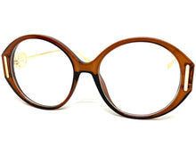 Oversized Vintage Retro Style Clear Lens EYEGLASSES Large Brown & Gold Frame 89474