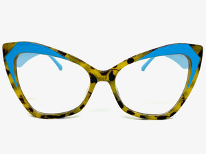 Classic Vintage Retro Cat Eye Style Clear Lens EYEGLASSES Funky Marble Frame E2131