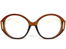 Oversized Vintage Retro Style Clear Lens EYEGLASSES Large Brown & Gold Frame 89474