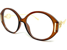 Oversized Vintage Retro Style Clear Lens EYEGLASSES Large Brown & Gold Frame 89474
