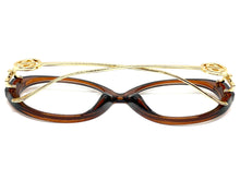 Oversized Vintage Retro Style Clear Lens EYEGLASSES Large Brown & Gold Frame 89474