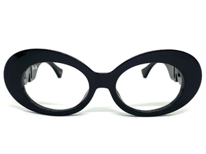Oversized Classic Retro Style Large Thick Oval Black Lensless Eye Glasses- Frame Only NO Lens 4078