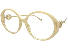 Oversized Vintage Retro Style Clear Lens EYEGLASSES Large Cream & Gold Frame 89474