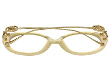 Oversized Vintage Retro Style Clear Lens EYEGLASSES Large Cream & Gold Frame 89474