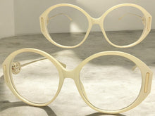 Oversized Vintage Retro Style Clear Lens EYEGLASSES Large Cream & Gold Frame 89474