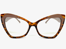 Classic Vintage Retro Cat Eye Style Clear Lens EYEGLASSES Funky Brown Frame E2131