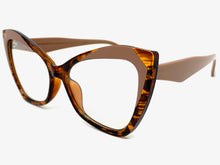 Classic Vintage Retro Cat Eye Style Clear Lens EYEGLASSES Funky Brown Frame E2131