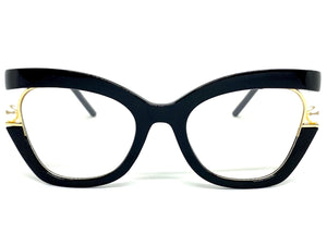 Classic Vintage Retro Cat Eye Style Clear Lens EYEGLASSES Large Black Frame E2069